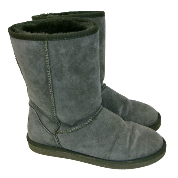 LAMO Sz 9 Olive Green Suede Faux Fur Lined Winter Boots - Picture 1 of 6
